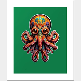 Psychedellic octopus Posters and Art